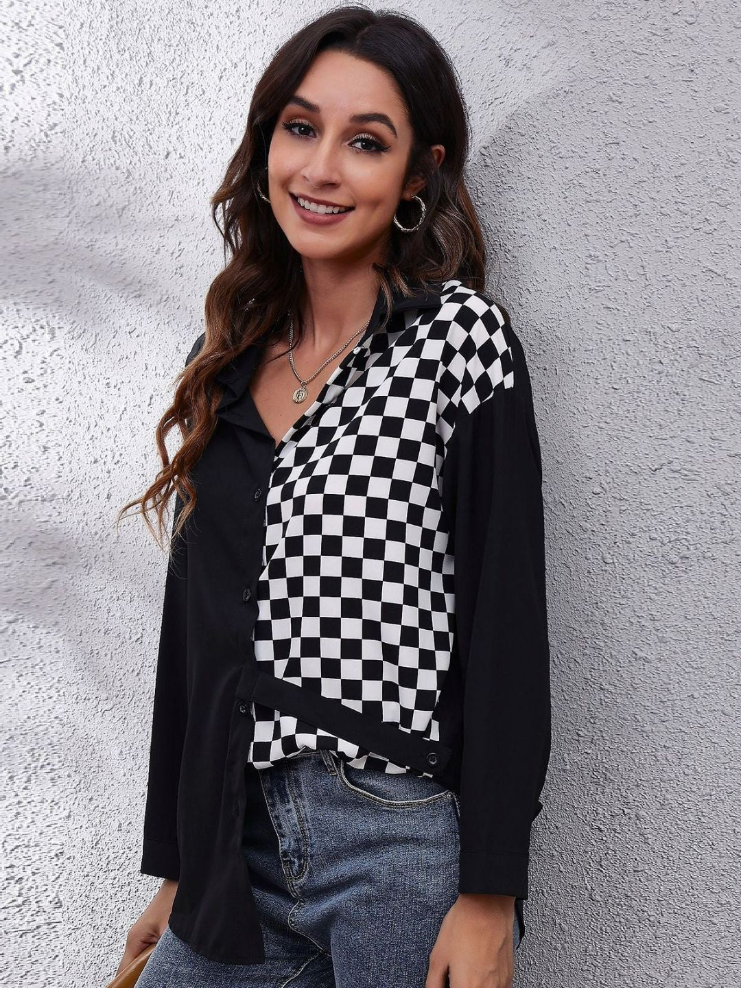 

Oh Rare Women Opaque Printed Casual Shirt, Black