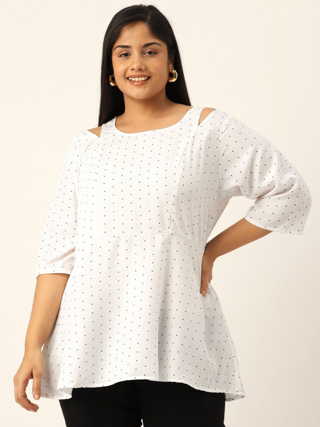 

theRebelinme Polka Dot Print Top, White