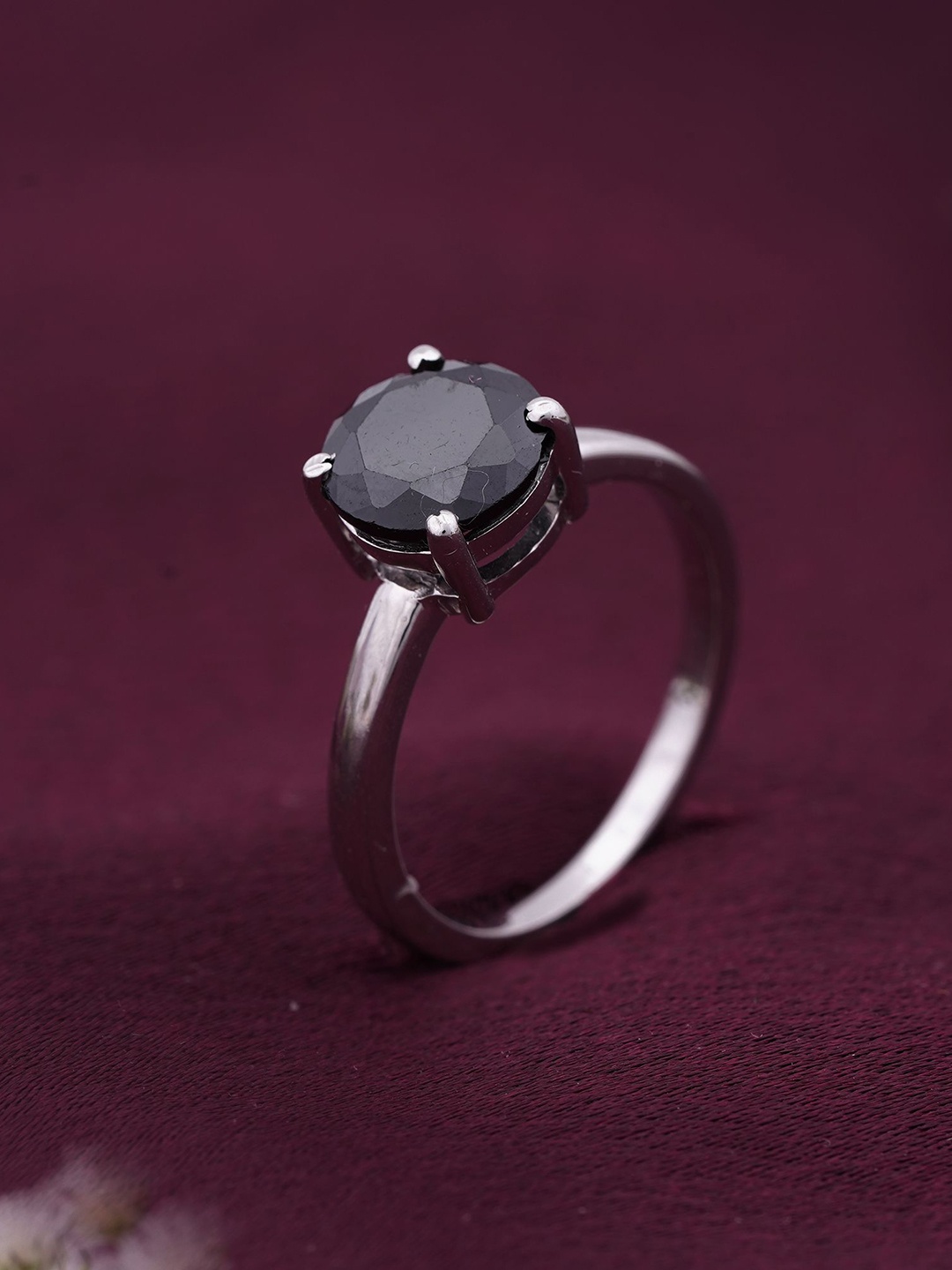 

Zalkari 925 Sterling Silver-Plated Cubic Zirconia Stone-Studded Finger Ring