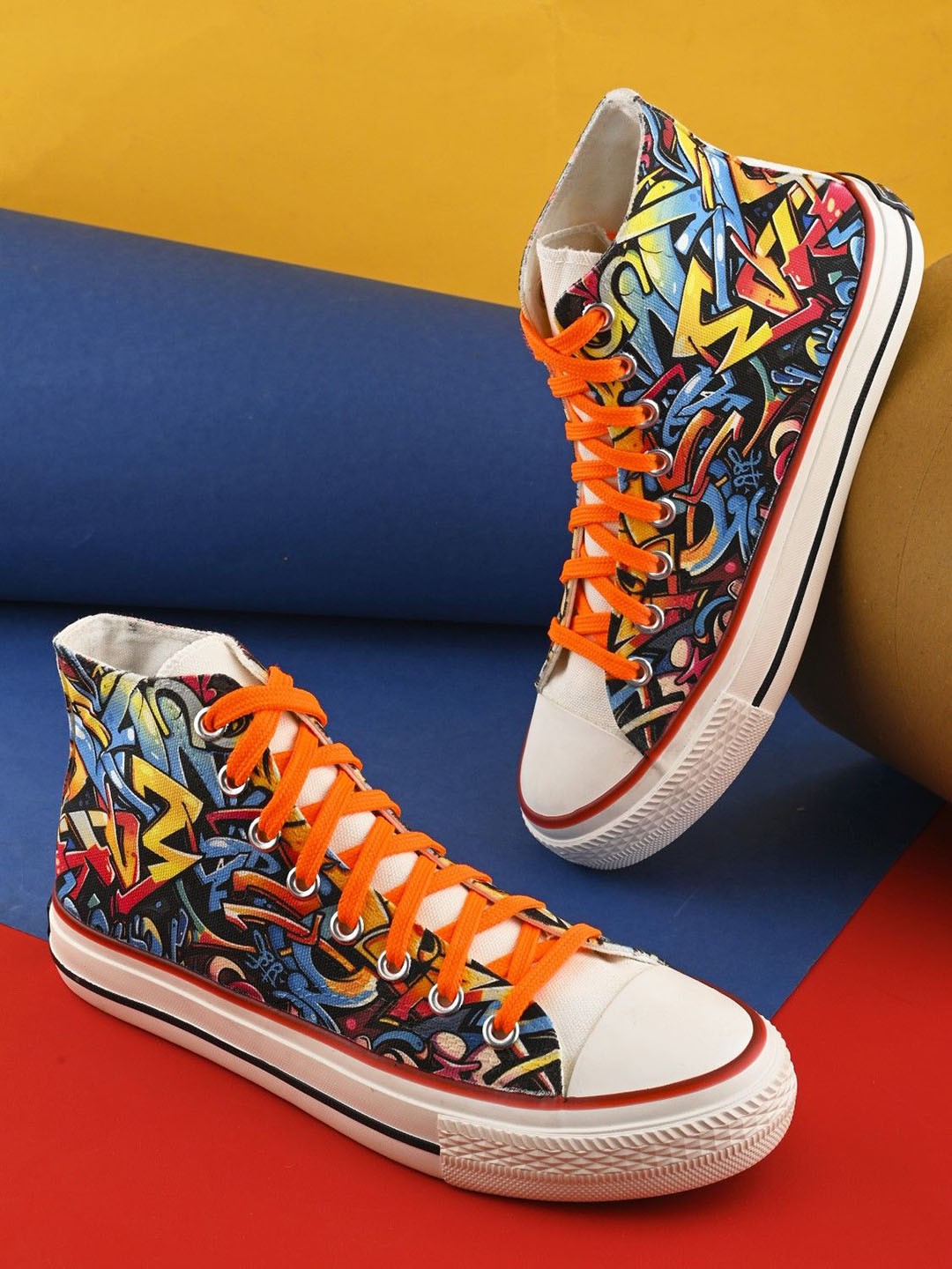 

CROWCIA LONDON Women Printed Sneakers, Orange