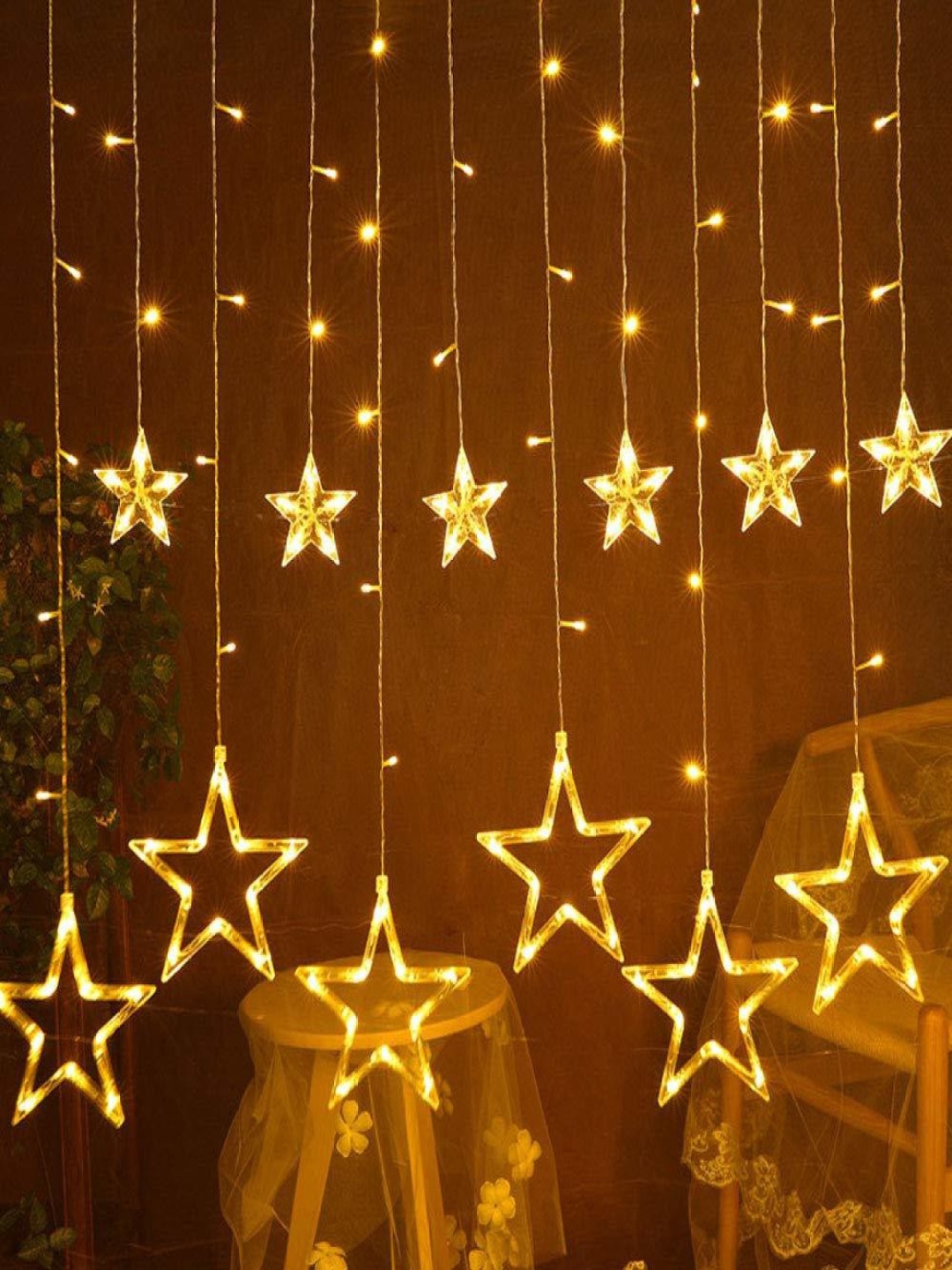 

SPARK WORLD Yellow & White Star Shaped Bulb String Lights