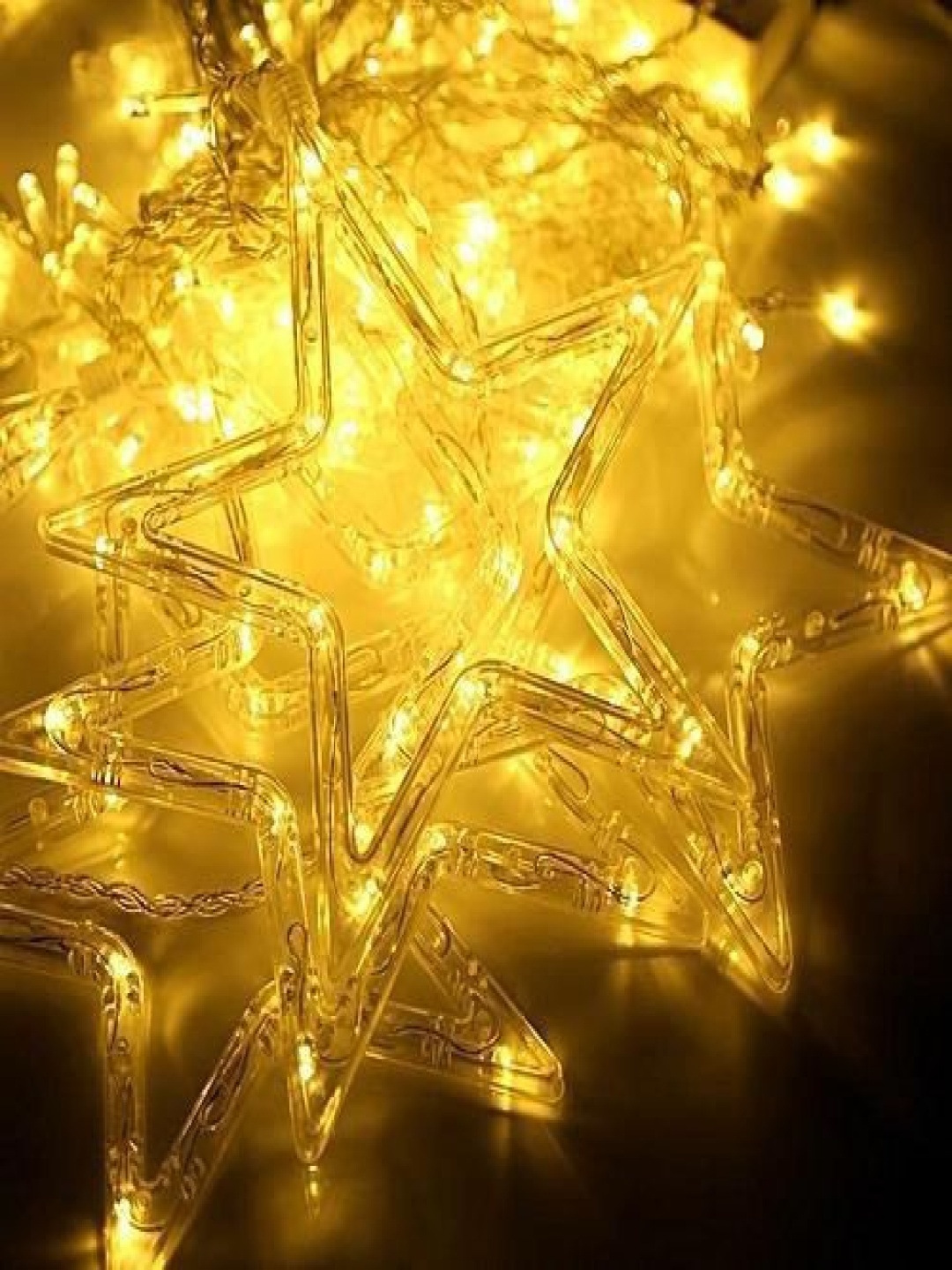 

SPARK WORLD Yellow Star Shape LED Curtain Fairy String Lights