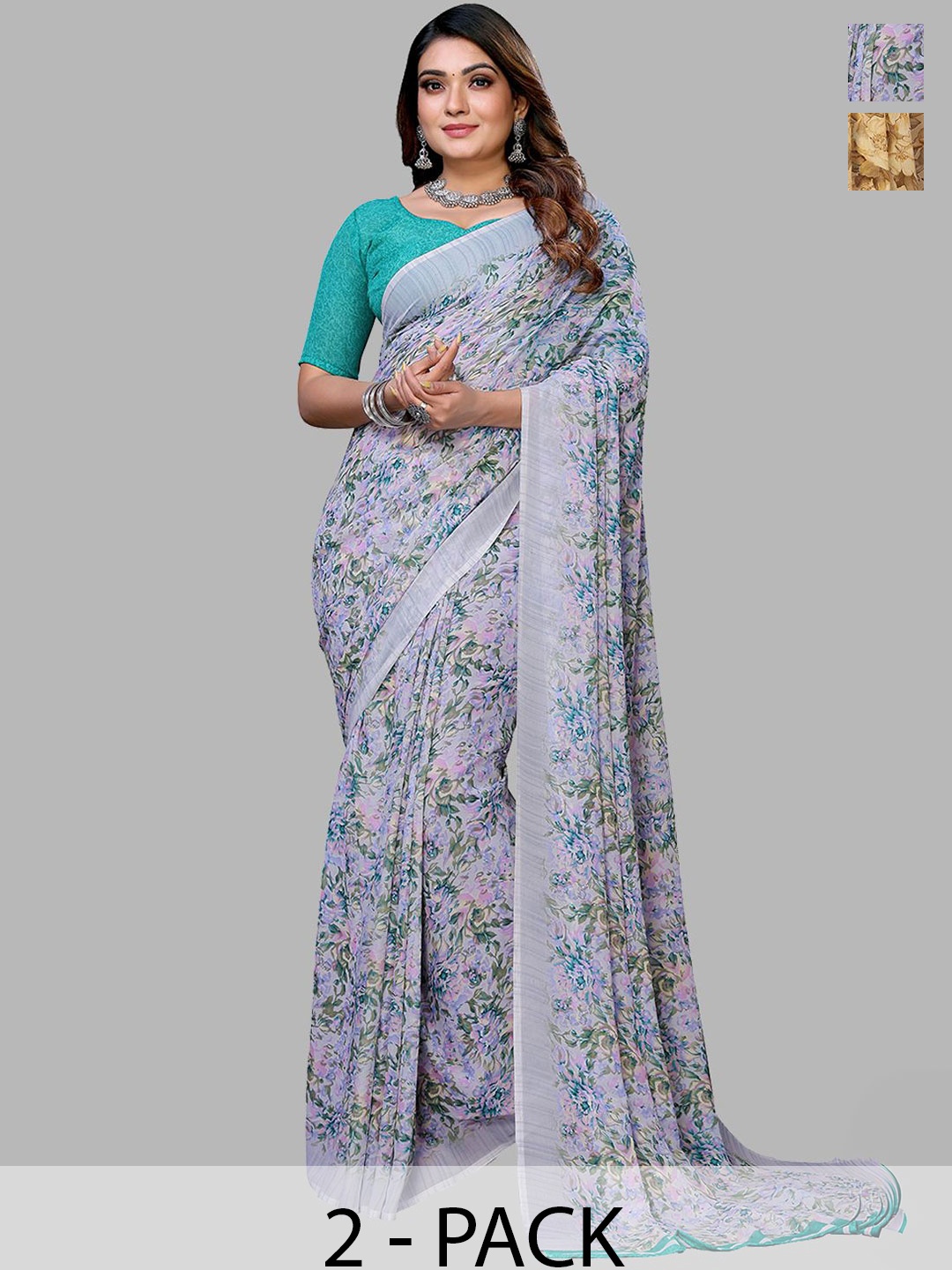 

Moda Rapido Floral Poly Georgette Saree, Yellow