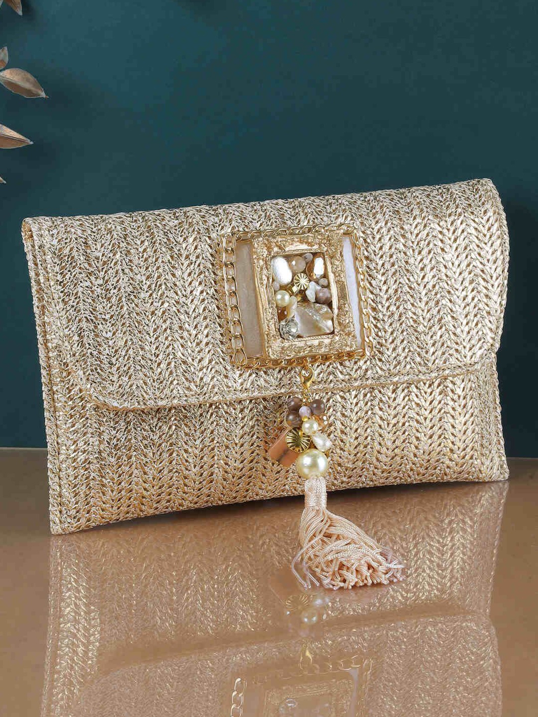 

Metro Embellished Envelope Clutch, Gold