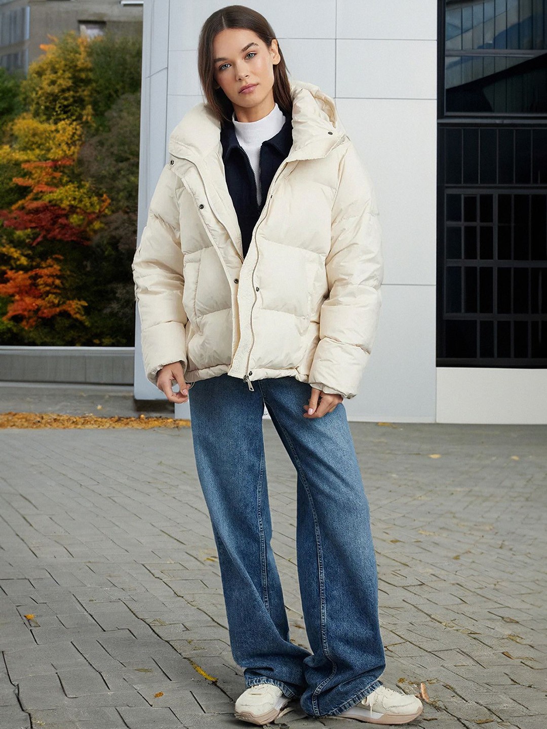 

Trendyol Women Hooded Neck Puffer Jacket, Beige