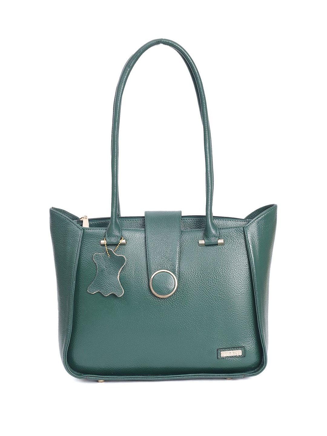 

Stamp Leather Structured Handheld Bag, Green