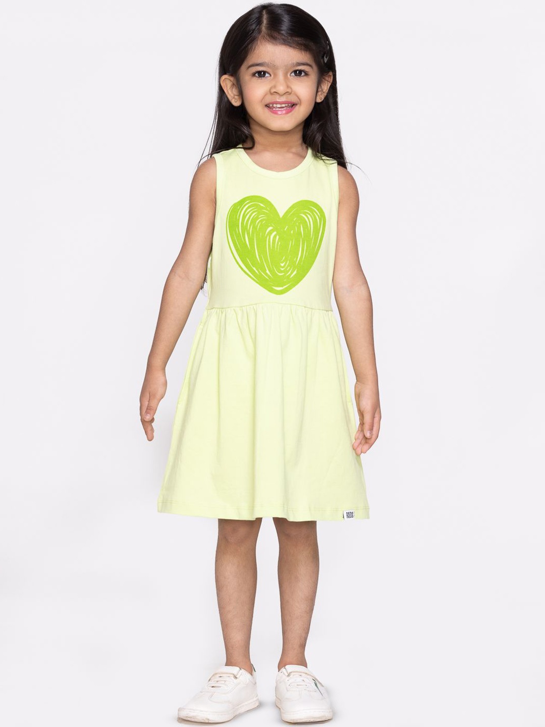 

Reedoo Girls Cotton Printed Fit & Flare Dress, Green