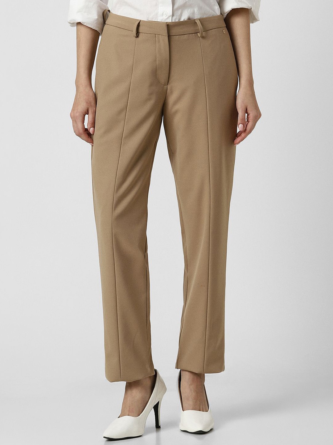 

Van Heusen Woman Women Mid-Rise Formal Trousers, Khaki