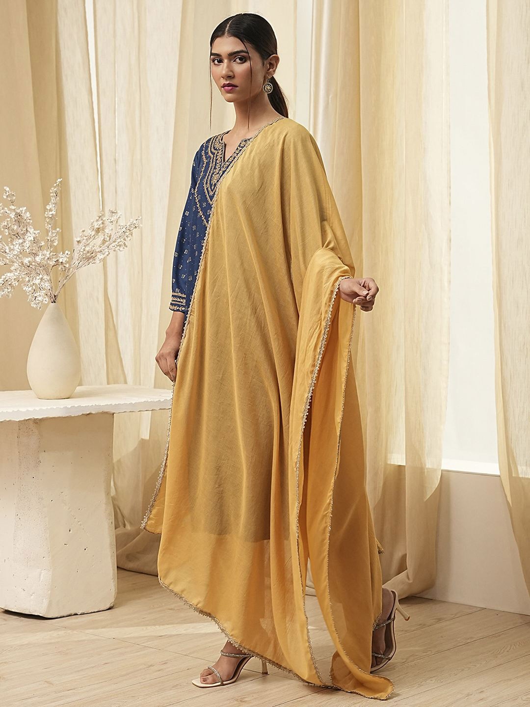 

Biba Cotton Dupatta, Gold