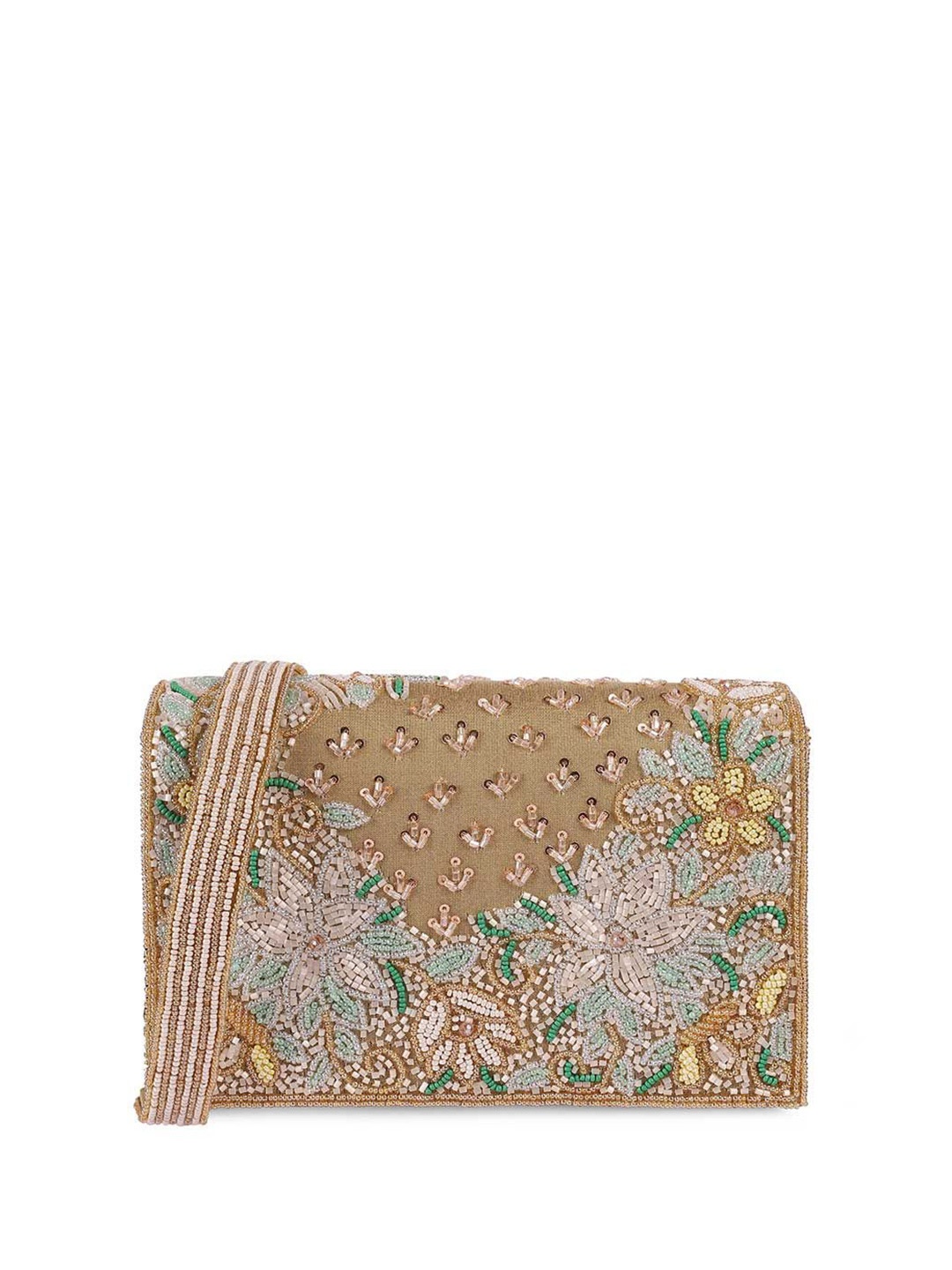 

Metro Embellished Foldover Clutch, Gold