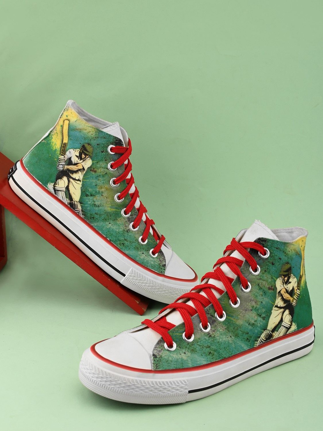 

CROWCIA LONDON Women Printed Lace-Ups Sneakers, Green