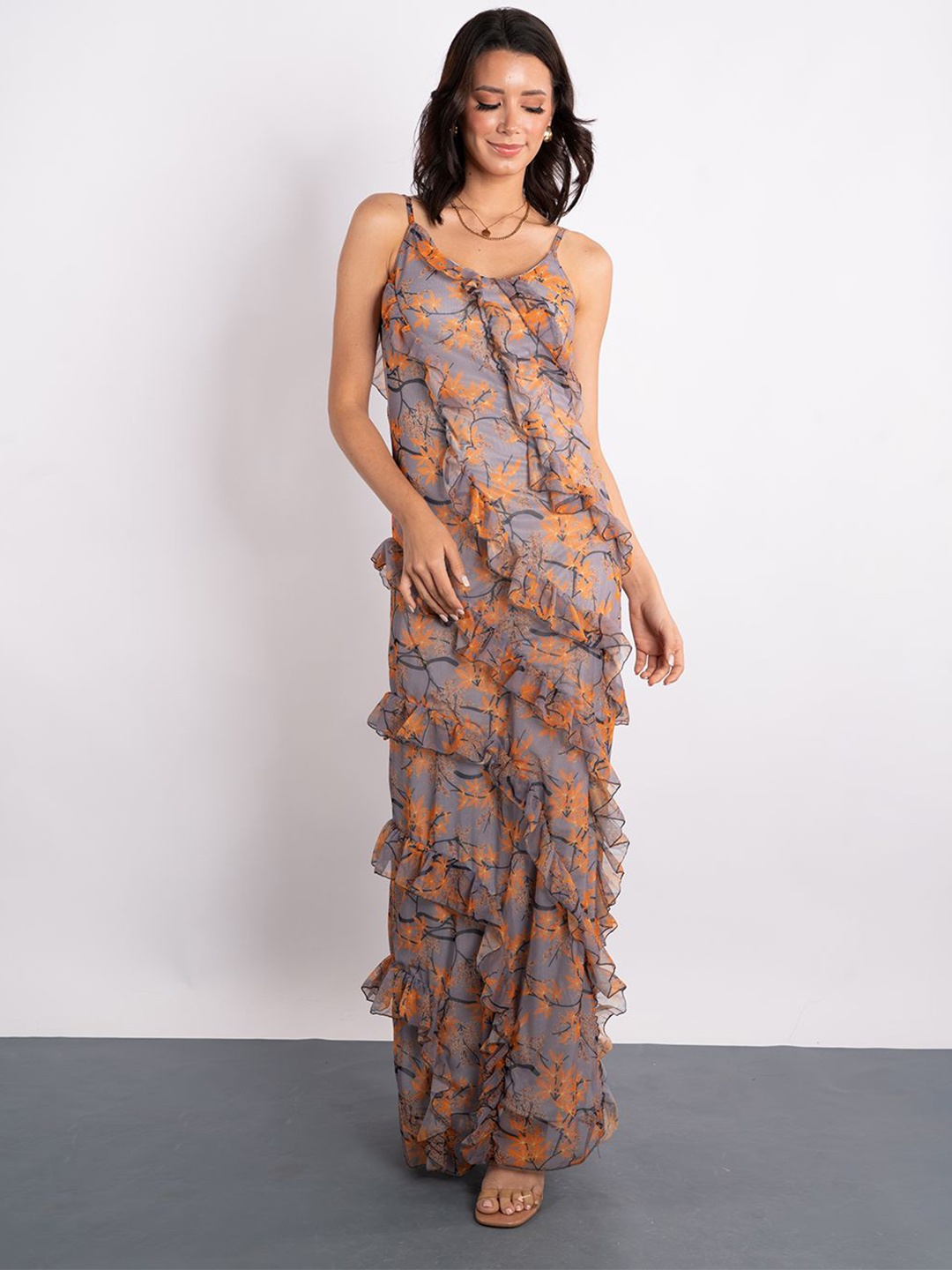 

DressBerry Floral Print Maxi Dress, Grey