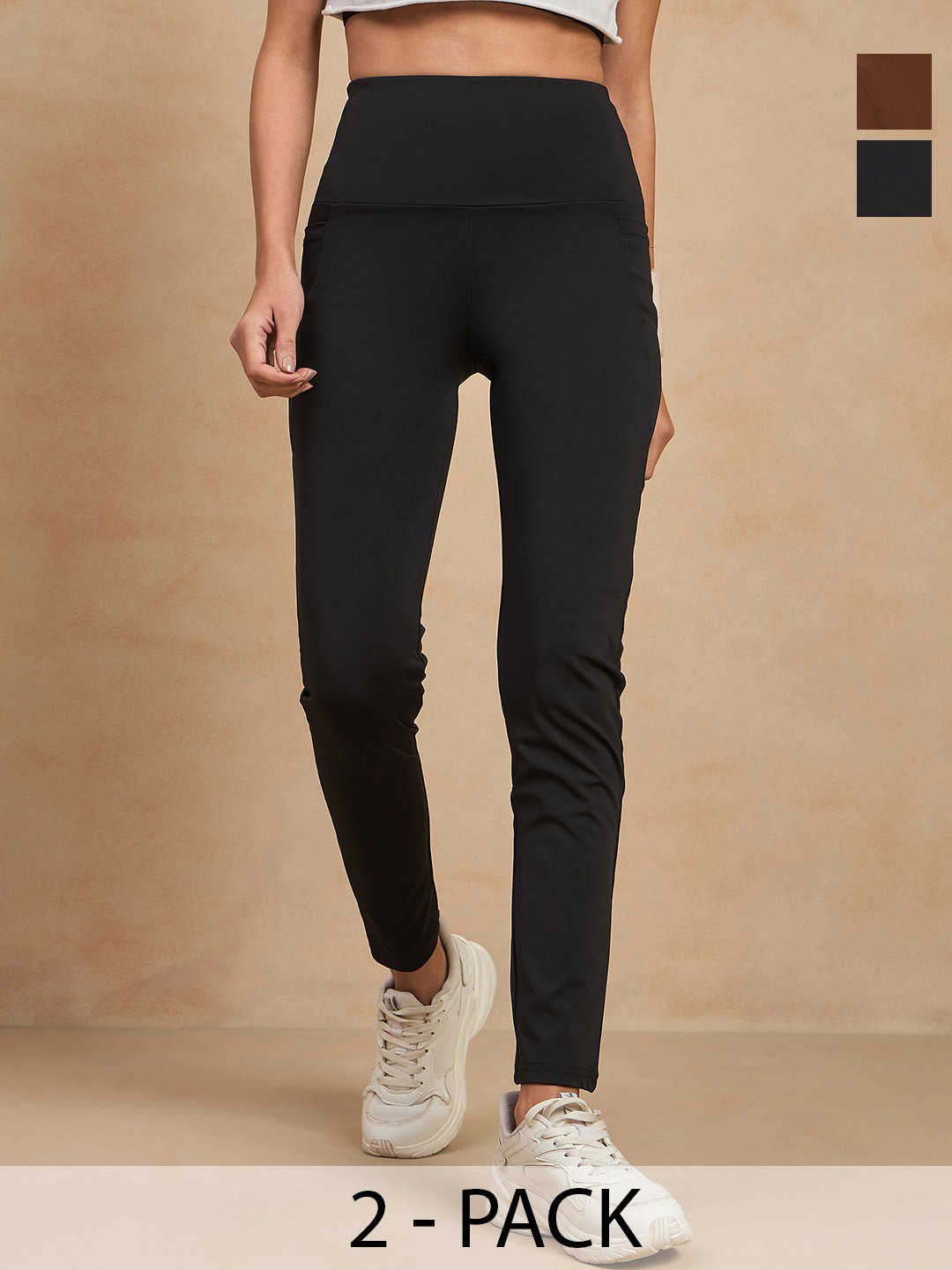 

COLOR CAPITAL Women Pack of 2 Antimicrobial Tights, Black