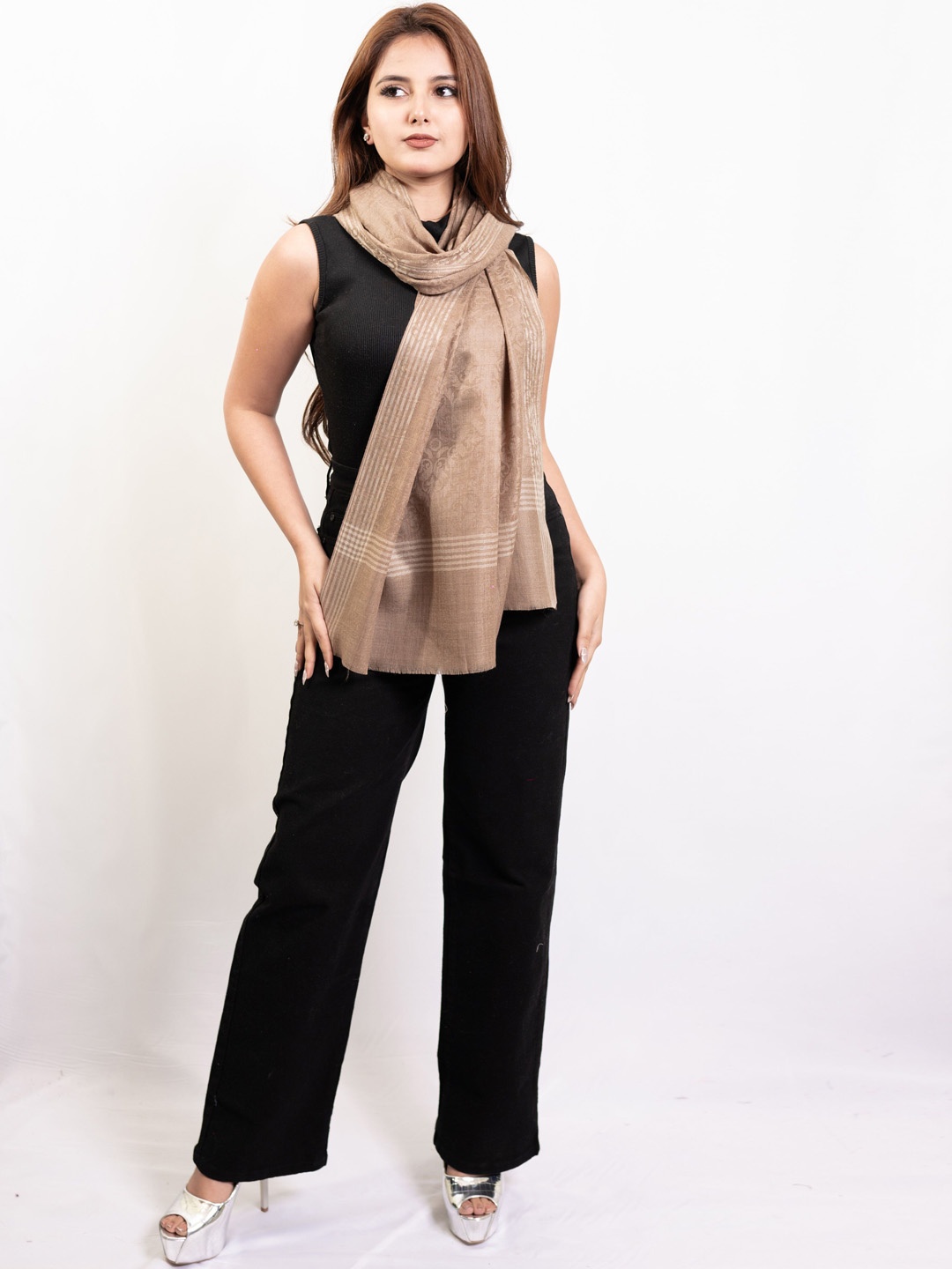 

PASHGIRI Ethnic Motifs Shawl, Grey