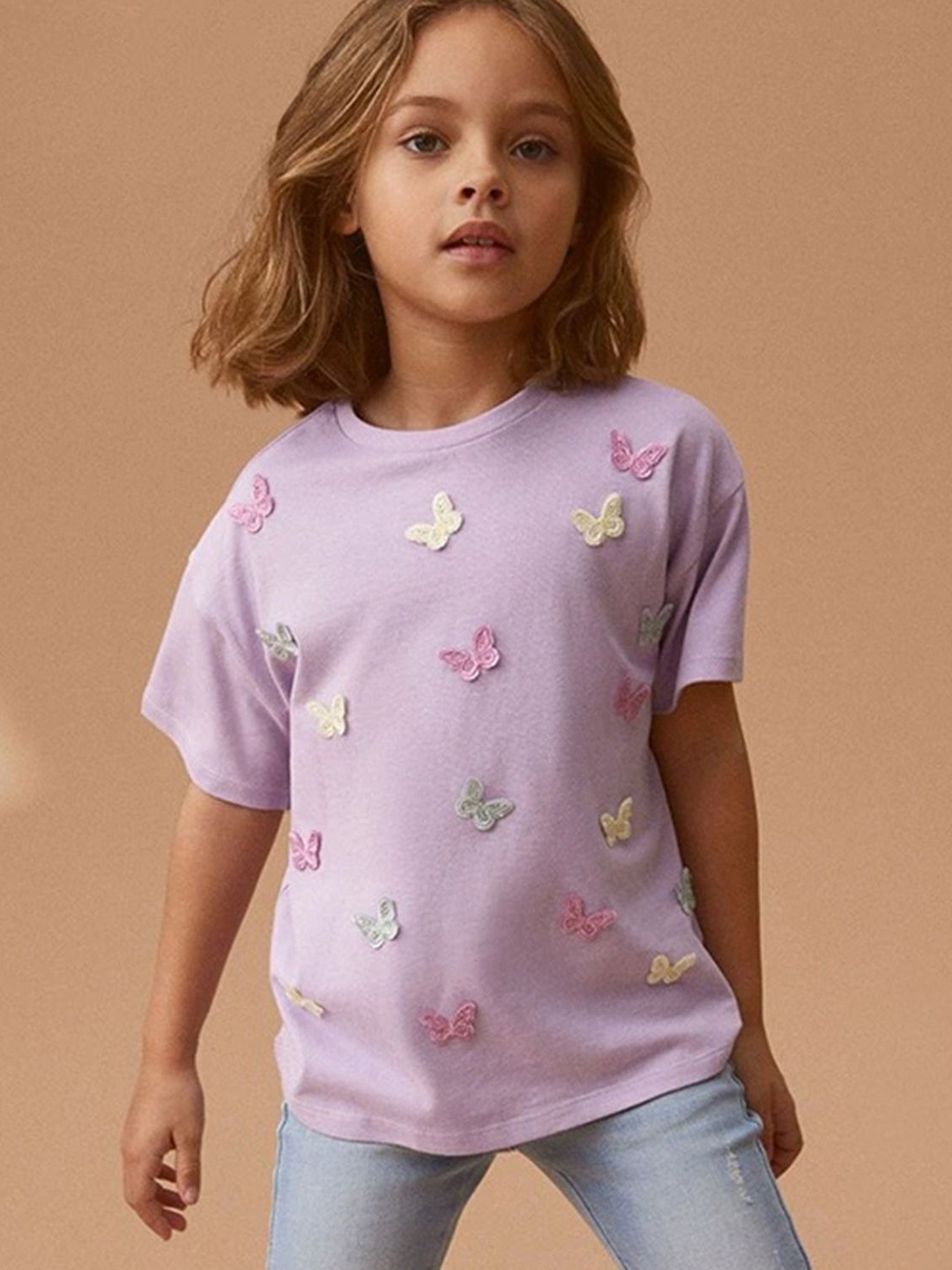 

LULU & SKY Girls V-Neck T-shirt, Purple