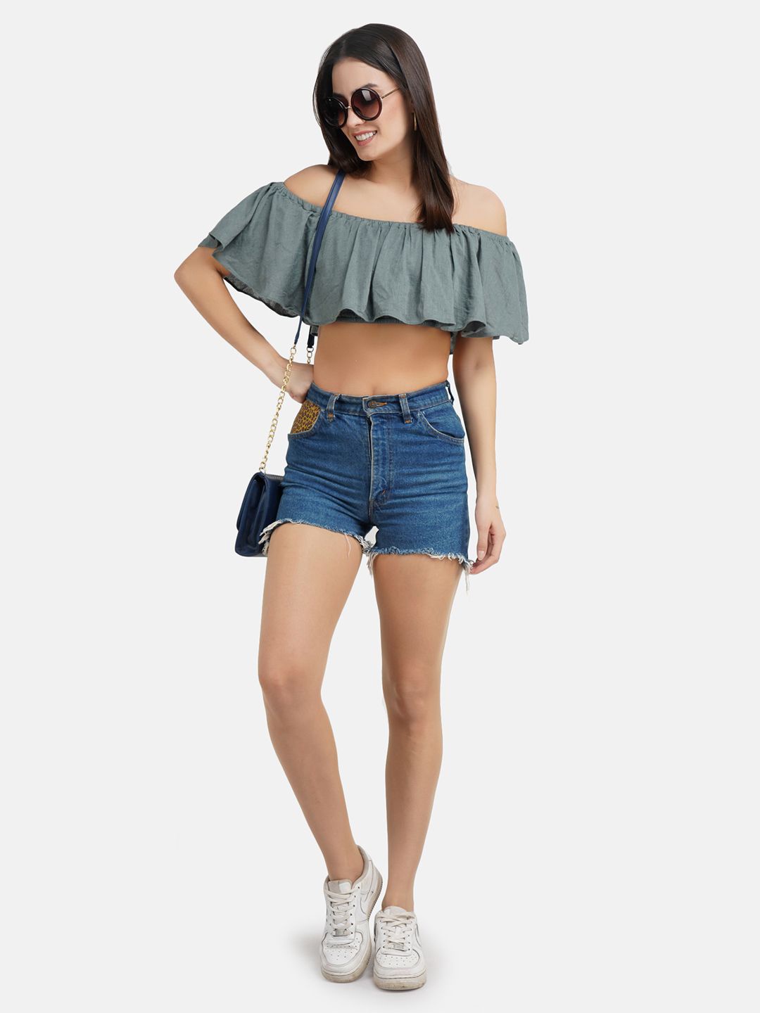 

SECRETS BY ZEROKAATA Women Mid Rise Shorts, Blue