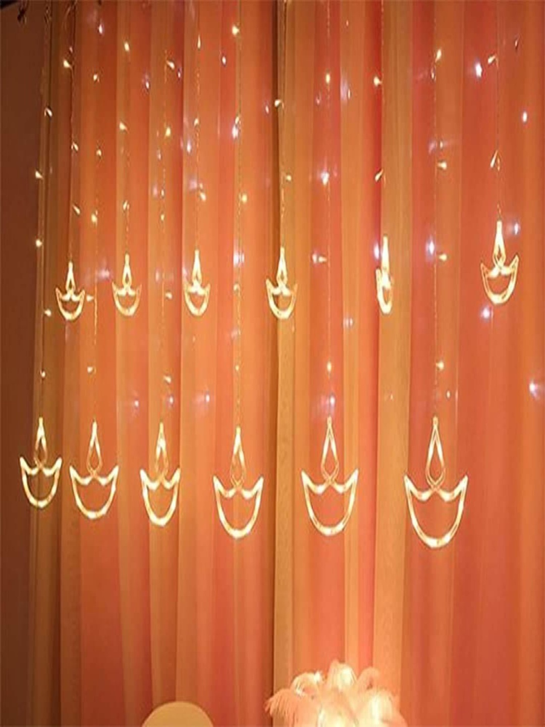 

SPARK WORLD Yellow Diya Shape LED Curtain Fairy String Lights