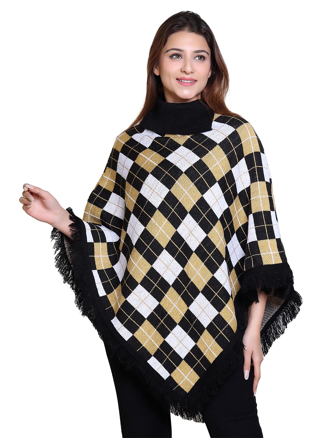 

DISCOVERYLINE Women Checked Poncho, White