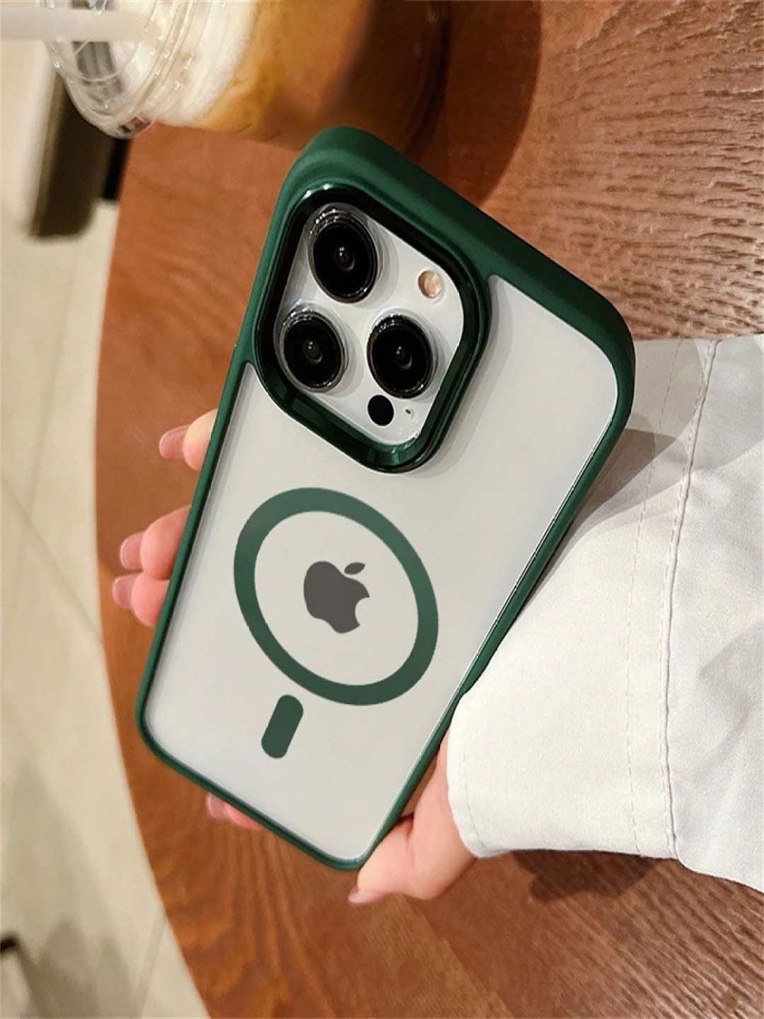 

Luxury Kase LK096 Solid iPhone 15 Pro Max Mag-Safe Magnetic Wireless Charging Back Case, Green