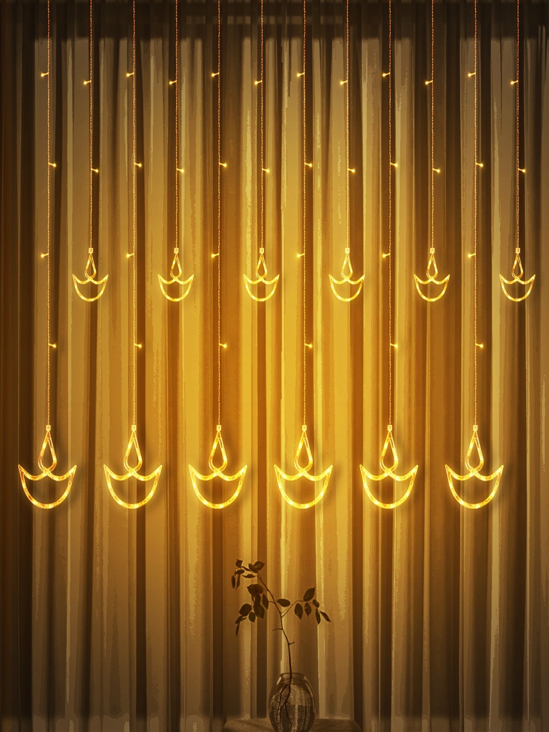 

SPARK WORLD Beige Diya-Shaped String Lights