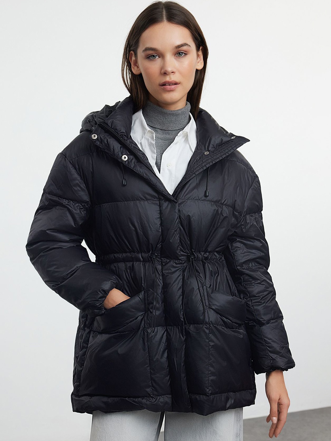 

Trendyol Women Hooded Puffer Jacket, Black