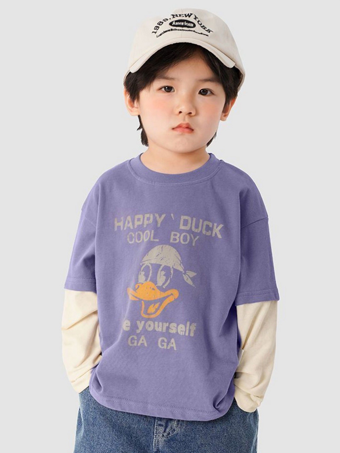 

LULU & SKY Boys Printed Drop-Shoulder Sleeves Applique T-shirt, Multi
