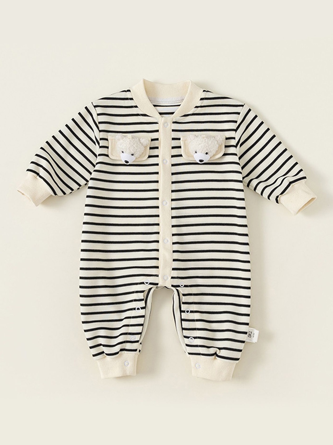 

LULU & SKY Kids Striped Rompers, Off white