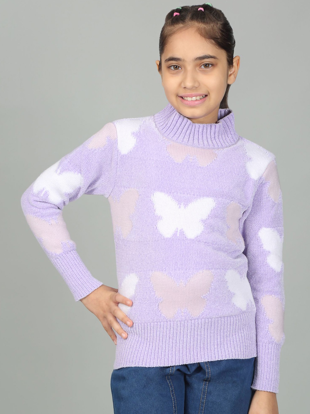 

Cantabil Girls High Neck Pullover Sweater, Lavender