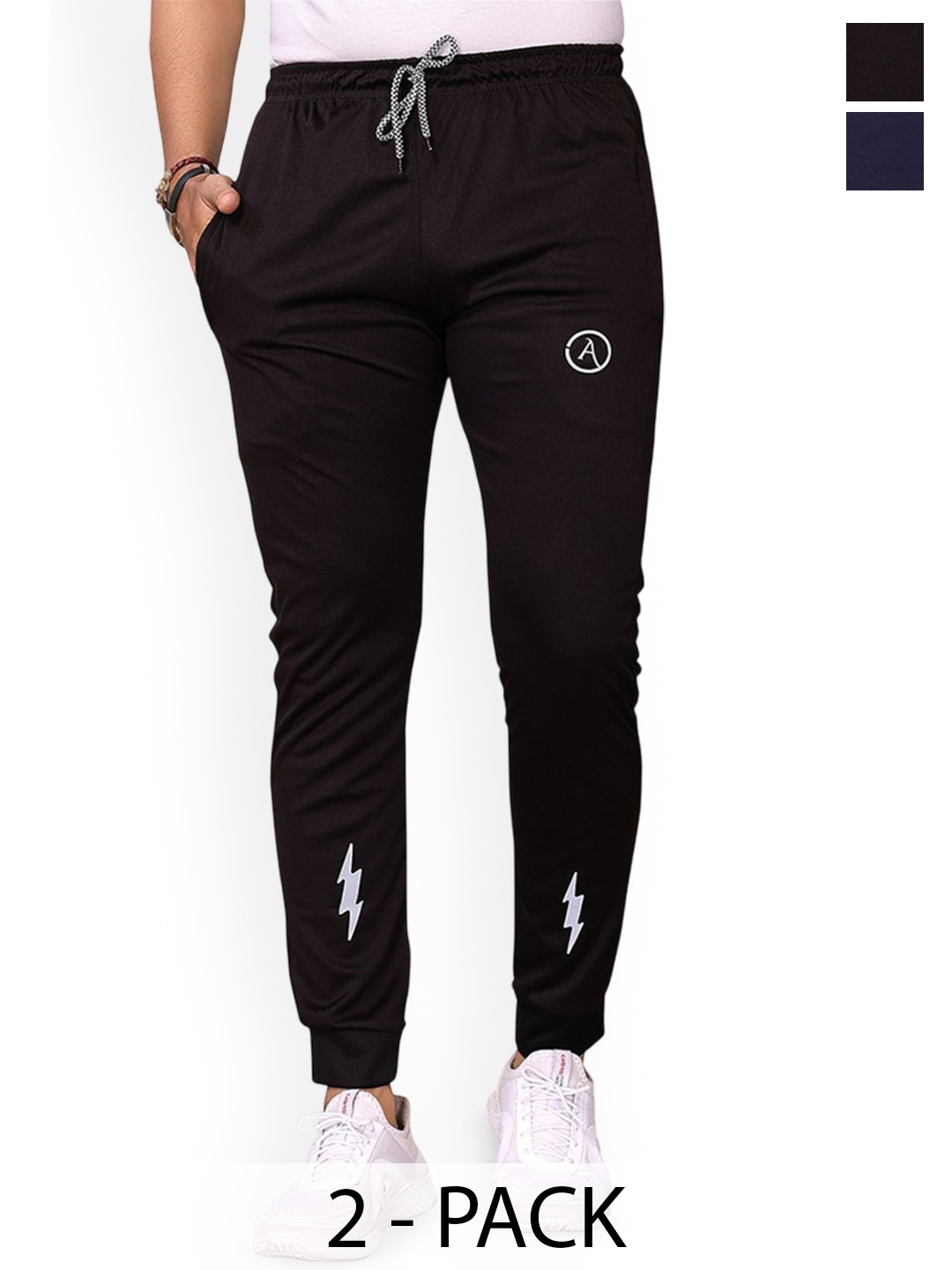 

Moda Rapido Men Pack Of 2 Mid Rise Joggers, Black