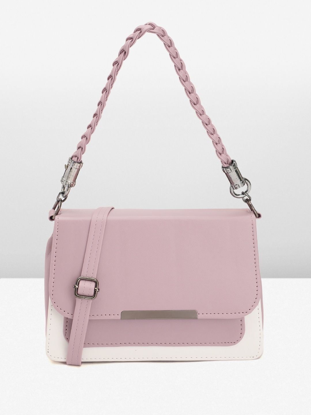 

Caprese Colourblocked Structured Satchel Bag, Mauve