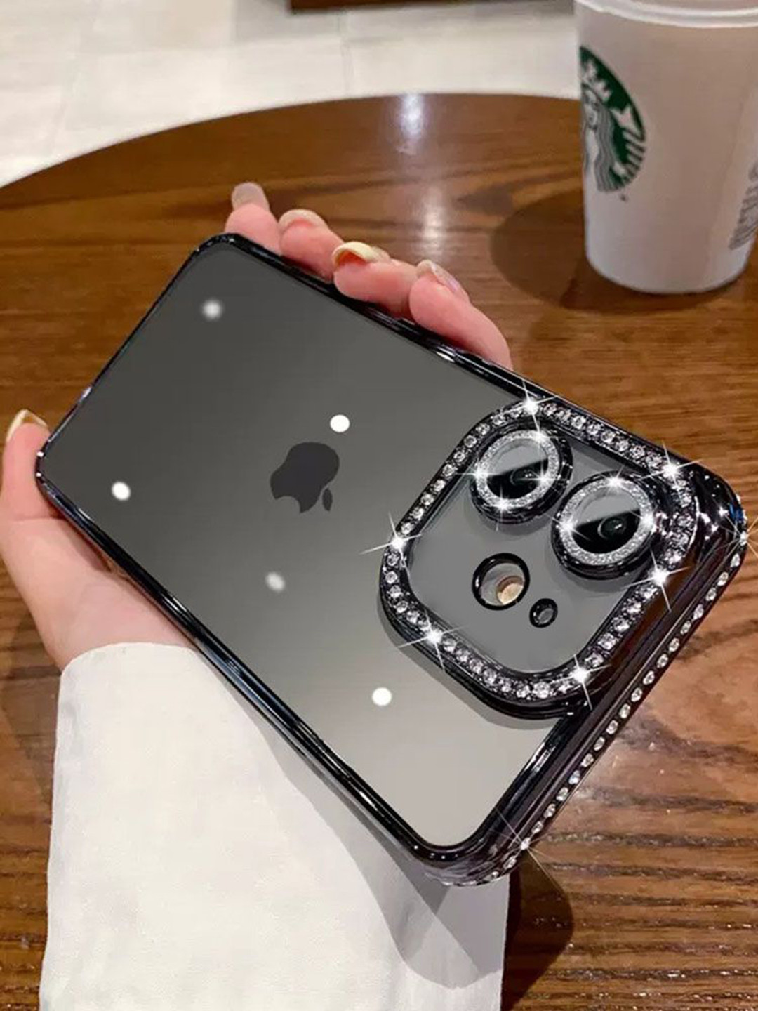 

Luxury Kase Plating Glitter Diamond Transparent Shockproof iPhone 11 Back Case, Black