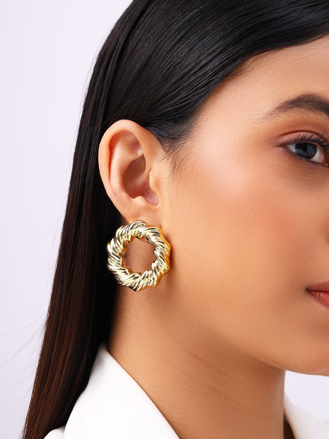 

Priyaasi Gold Plated Contemporary Drop Earrings