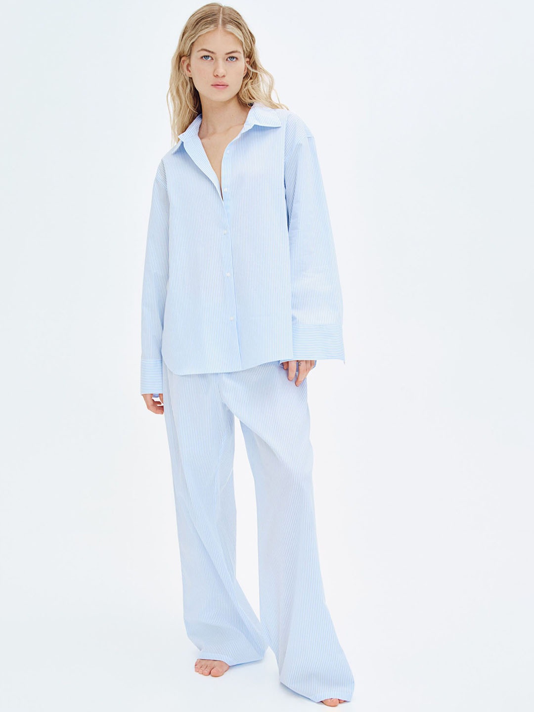 

H&M Cotton Poplin Pyjamas, Blue