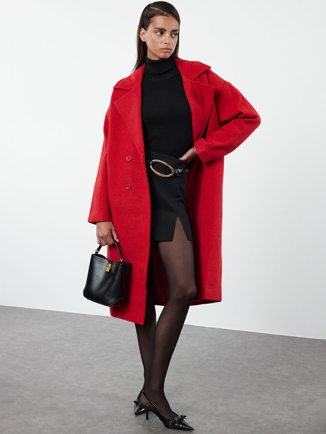 

Trendyol Women Double-Breasted Trench Coats, Red
