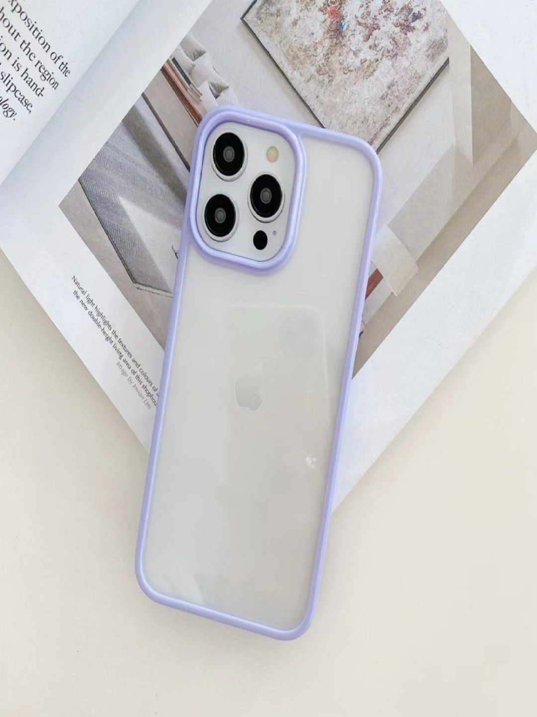 

Luxury Kase Solid Printed iPhone 12 Pro Shockproof Silicone Bumper Transparent Back Case, Lavender