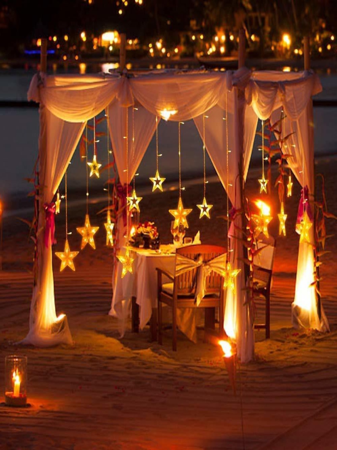 

SPARK WORLD Yellow & White Waterproof Star String Lights