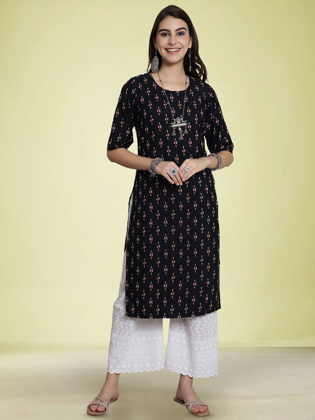 

Moda Rapido Printed Straight Kurta, Black