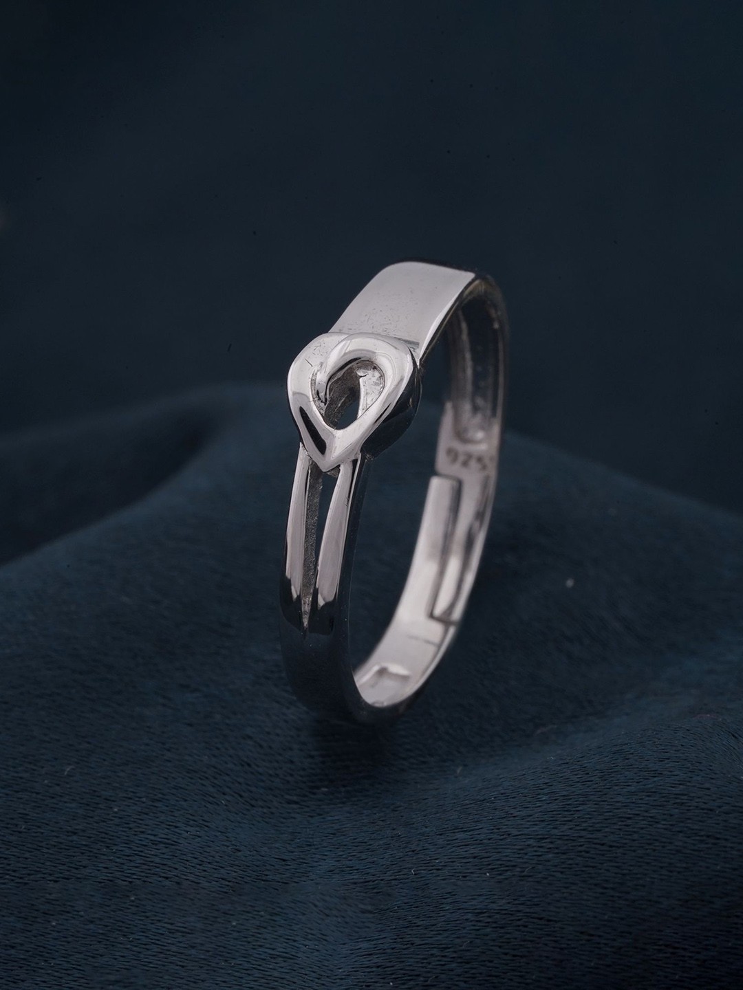 

Zalkari 925 Sterling Silver Rhodium-Plated Cubic Zirconia-Studded Adjustable Finger Ring