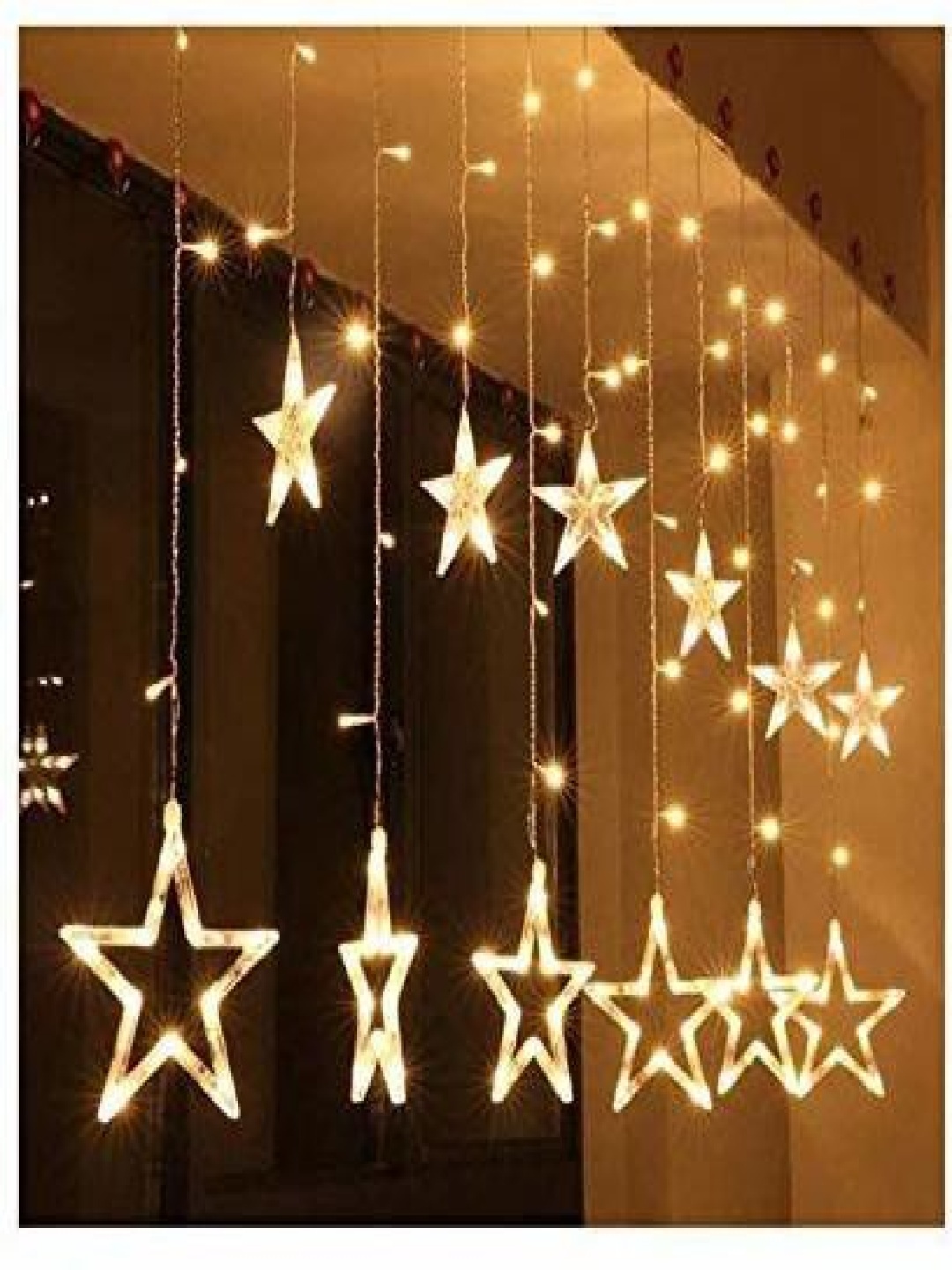 

SPARK WORLD 12 Yellow Star Shaped LED String Lights, White