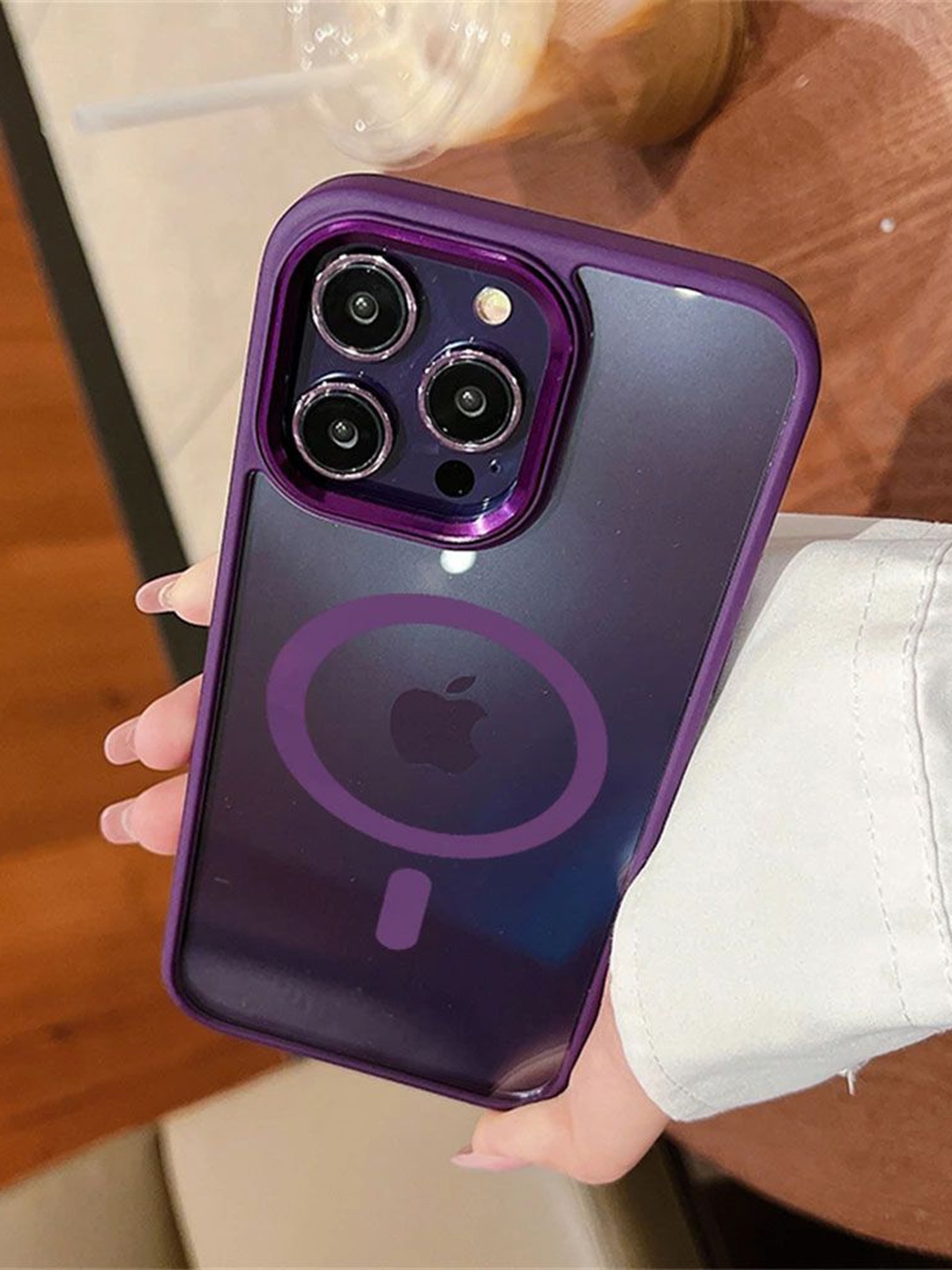 

Luxury Kase Solid Printed iPhone 15 Pro Max Back Case, Purple