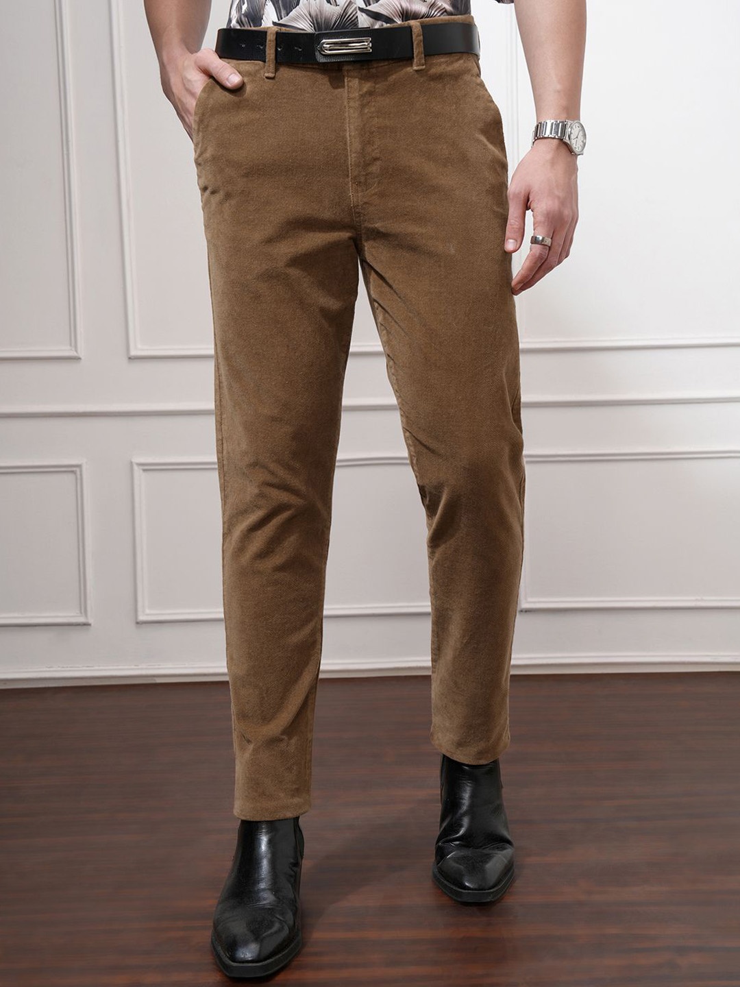 

HIGHLANDER Men Slim Fit Trousers, Beige