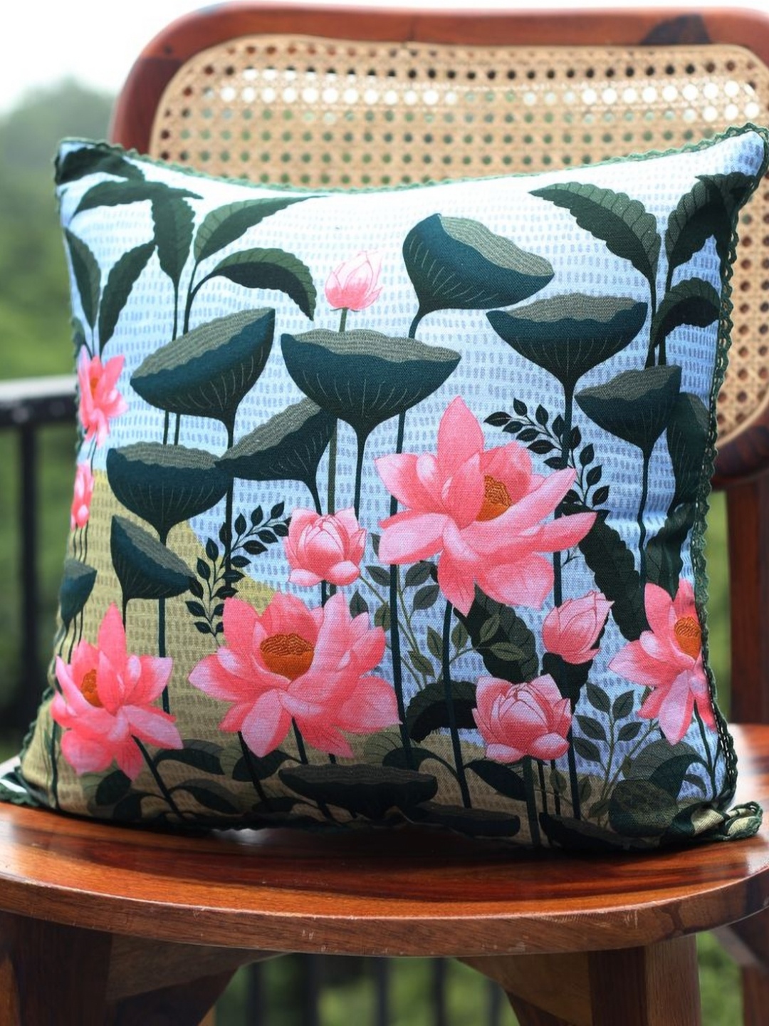 

Abolee Homes Blue & Pink Floral Square Cushion Covers