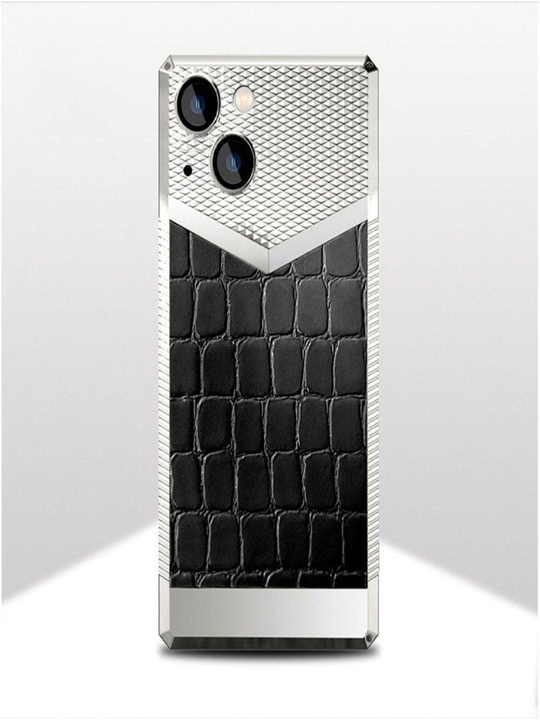 

Luxury Kase Geometric Printed iPhone 14 Plus Back Case Mobile Accessories, Black