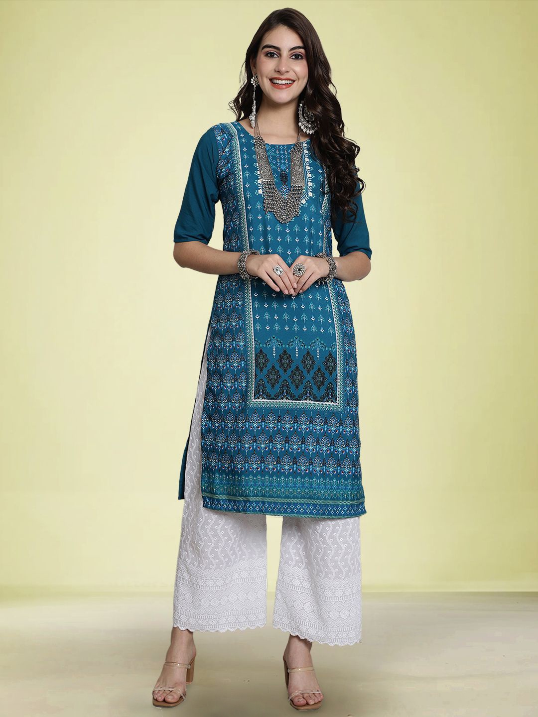 

Moda Rapido Ethnic Motifs Printed Kurti, Blue