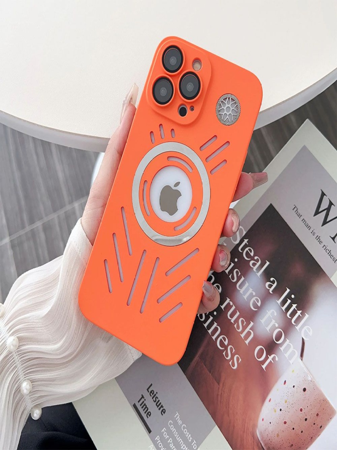 

Luxury Kase Solid Printed iPhone 14 Pro Max Back Case Mobile Accessories, Orange