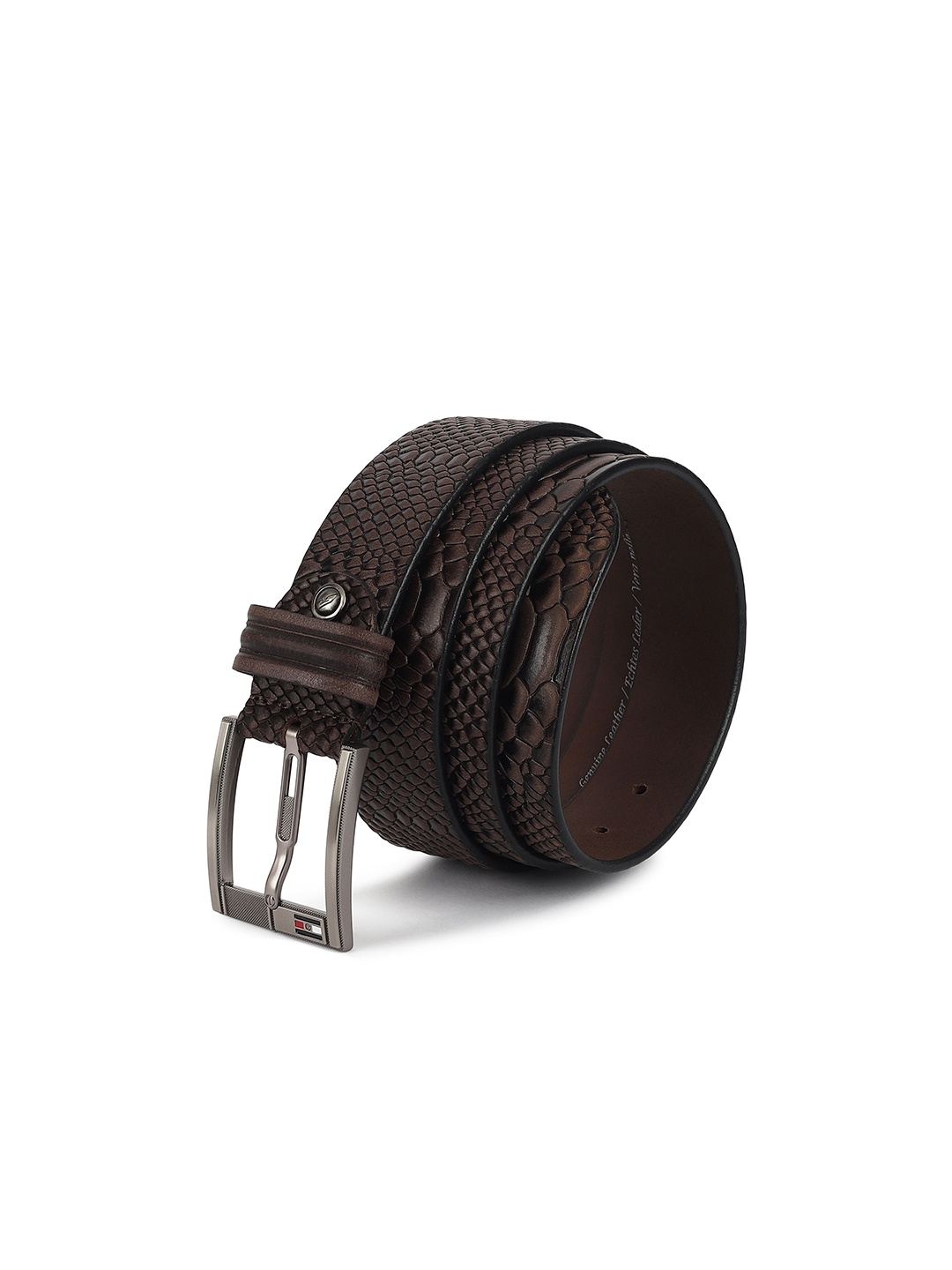 

GIL Men Textured Leather Belt, Brown