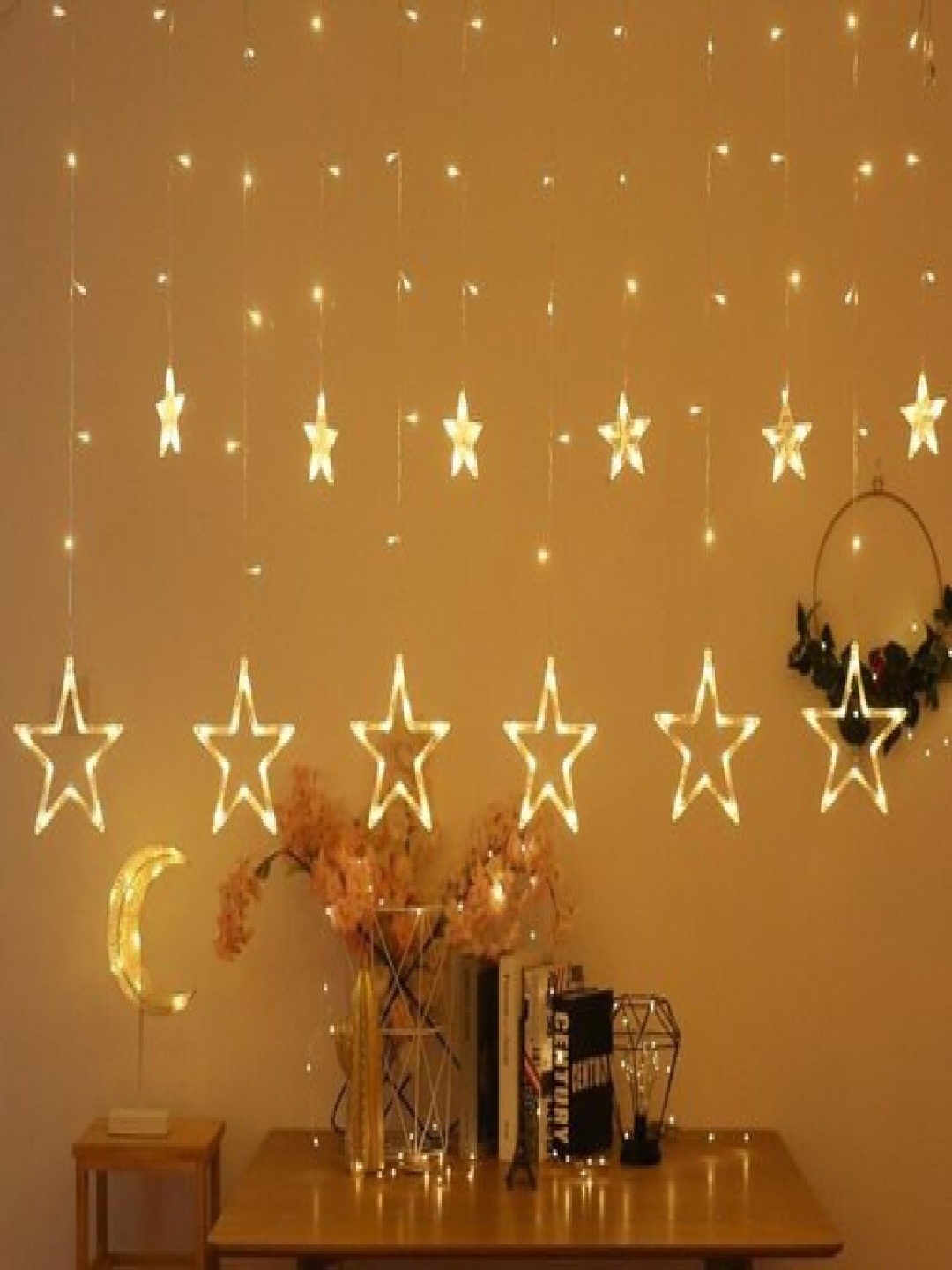 

SPARK WORLD Yellow Star Shape LED Curtain Fairy String Lights