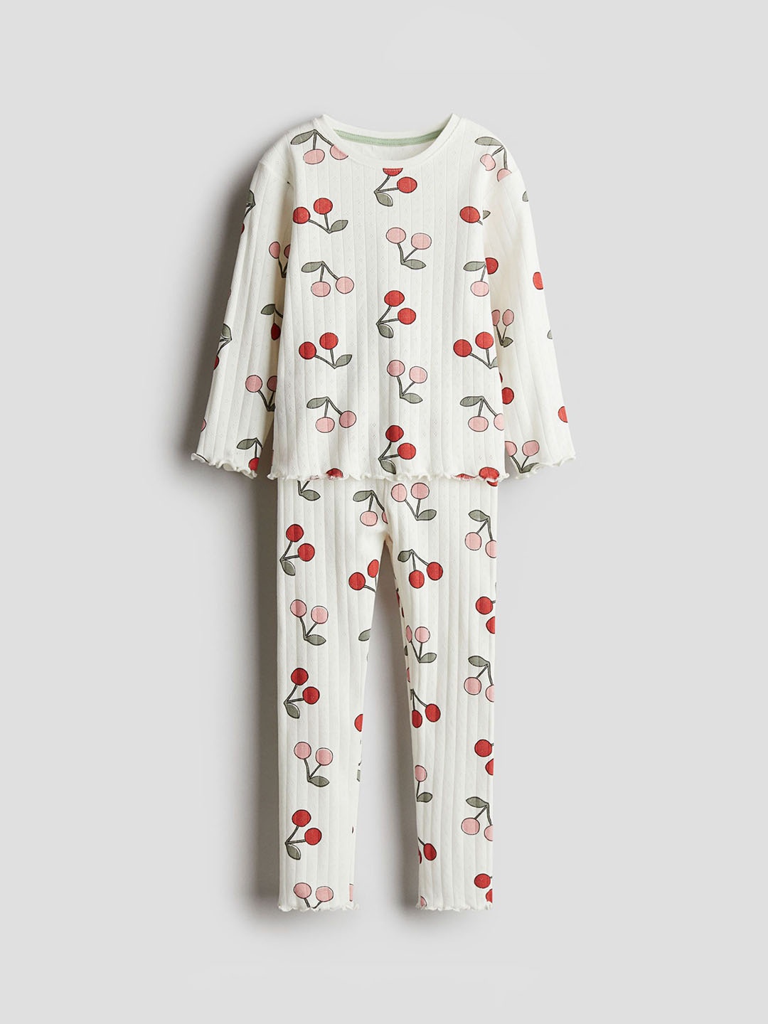 

H&M Ribbed Cotton Pyjamas, White