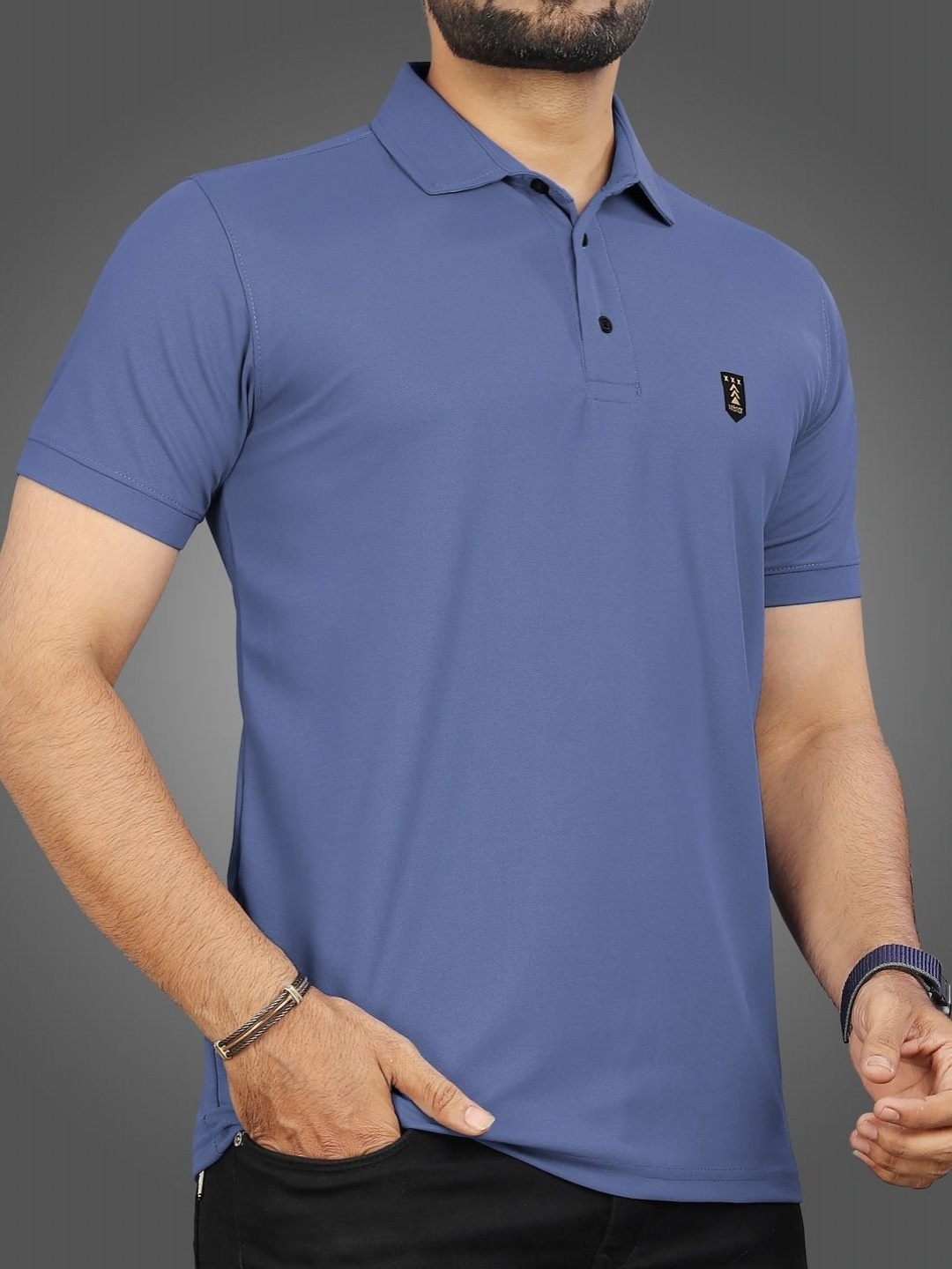 

VeBNoR Men Solid Polo Collar T-shirt, Purple