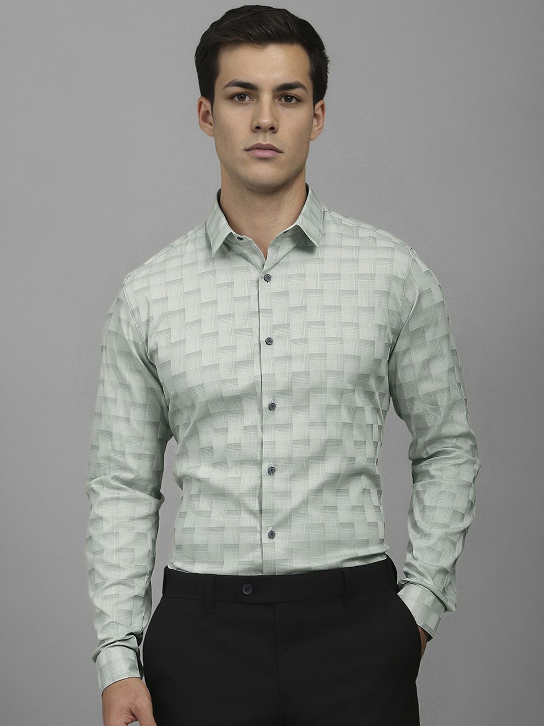 

Louis Philippe Sport Men Geometric Printed Super Fit Casual Shirt, Sea green